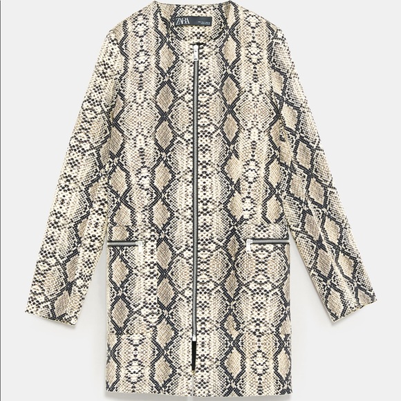 NWOT ZARA Snakeskin Frock Dress Coat SZ L in Women - Picture 5 of 7